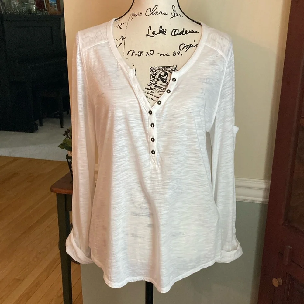 Lucky Brand White Long Sleeve Women's Top - Picture 1 of 7